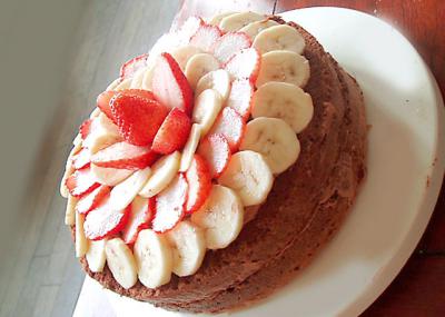 苺とバナナのチョコケーキ